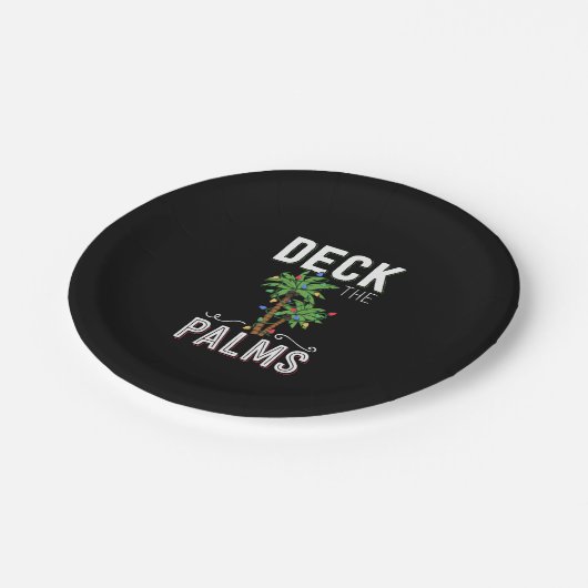 Deck The Palms Tropical Hawaii Christmas Palm Pappteller (Schrägansicht)