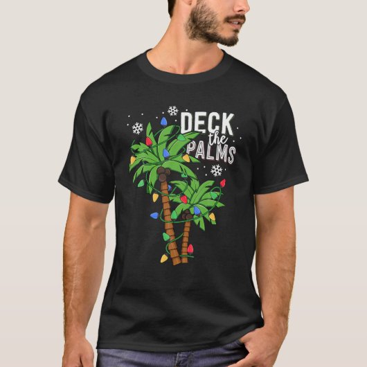 Deck The Palms Tropical Hawaii Christmas Palm Tree T-Shirt (Vorderseite)