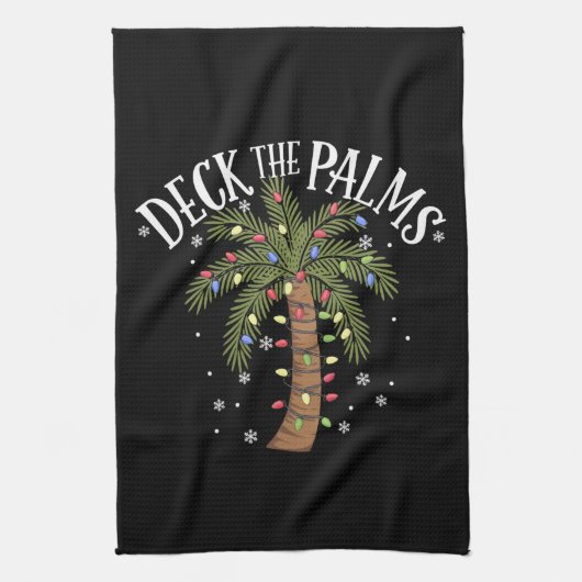 Deck the Palms Tropical Hawaii Weihnachtspalme Tre Geschirrtuch (Vertikal)