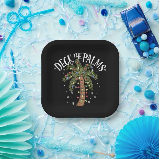 Deck the Palms Tropical Hawaii Weihnachtspalme Tre Pappteller (Party)
