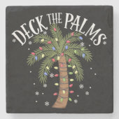 Deck the Palms Tropical Hawaii Weihnachtspalme Tre Steinuntersetzer (Vorderseite)