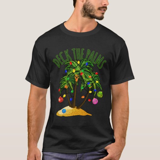 Deck the Palms Tropical Hawaii Weihnachtspalme Tre T-Shirt (Vorderseite)