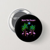 Deck The Palms Tropical Pink Flamingos Palm Tree Button (Vorne & Hinten)