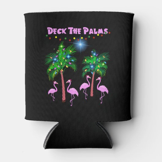 Deck The Palms Tropical Pink Flamingos Palm Tree Dosenkühler (Vorderseite)