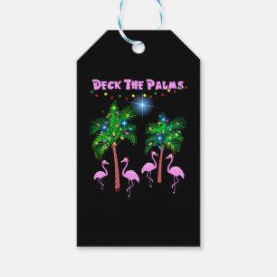 Deck The Palms Tropical Pink Flamingos Palm Tree Geschenkanhänger
