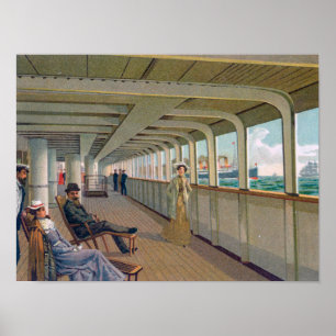 Deck View the Patricia, Hamburg-America Line Poster
