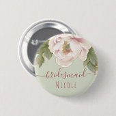 Deckblatt und Rosa Pink Peony Floral Bridesmaid Button (Vorne & Hinten)