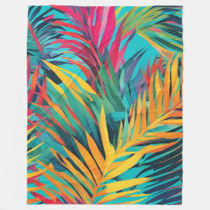 Decke Aqua Blau Rosa Bunte Palmenblätter