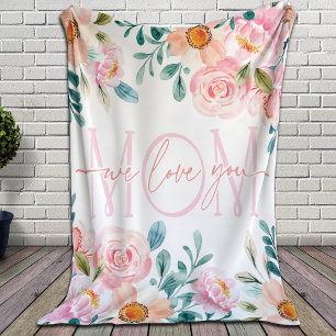 Decke für Mama Rosa Pfingstrosen Blumen Wir lieb