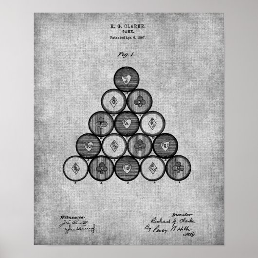 Decke im Poolraum Print 1 Billiard Balls Patent Poster (Vorne)