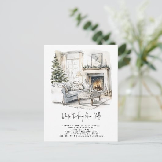 Decke Neue Hallen Elegantes Weihnachtsbaum Ankündigungspostkarte (Stehend Vorderseite)