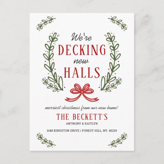 Decke neue Hallen | Moderner Kranz - Urlaub Ankündigungspostkarte (Vorderseite)