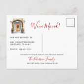 Decke neue Hallen Neue Zuhause Weihnachtsreise Ankündigungspostkarte (Rückseite)