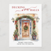 Decke neue Hallen Neue Zuhause Weihnachtsreise Ankündigungspostkarte (Vorderseite)