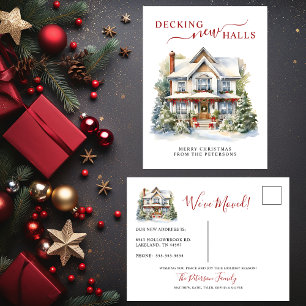 Decke neue Hallen Neue Zuhause Weihnachtsreise Ankündigungspostkarte