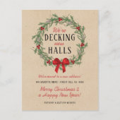 Decke neue Hallen | Rustikale Kraft Holiday Moving Ankündigungspostkarte (Vorderseite)