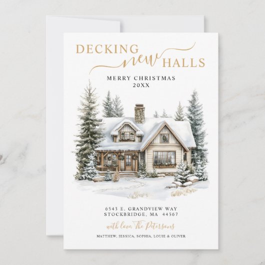 Decke neue Hallen Rustikale neue Zuhause Weihnacht Ankündigung (Vorderseite)