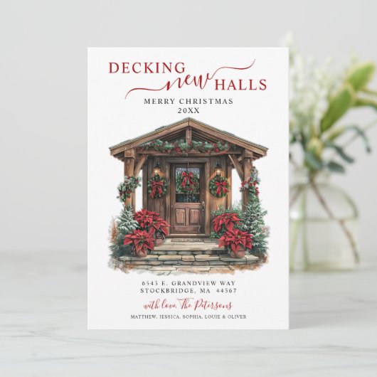 Decke neue Hallen Rustikale neue Zuhause Weihnacht Ankündigung (Stehend Vorderseite)