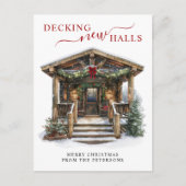 Decke neue Hallen Rustikale neue Zuhause Weihnacht Ankündigungspostkarte (Vorderseite)