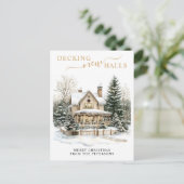 Decke neue Hallen Rustikale neue Zuhause Weihnacht Ankündigungspostkarte (Stehend Vorderseite)