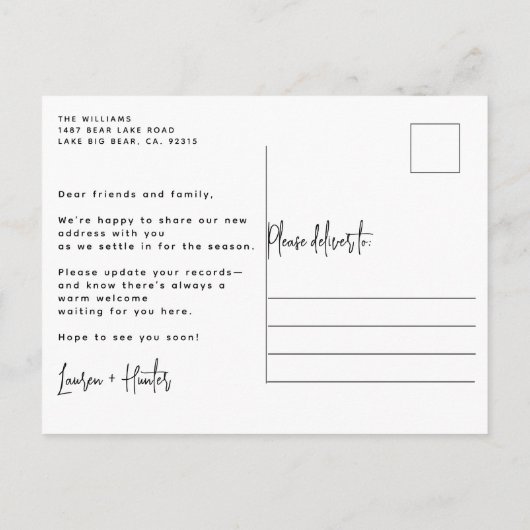 Decke neue Hallen Rustikale Wasserfarbenen Pine Ho Ankündigungspostkarte (Rückseite)