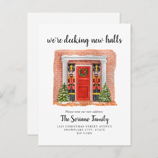 Decke neue Hallen Tür Nutcracker Holiday Moving Ankündigungspostkarte (Vorne/Hinten)