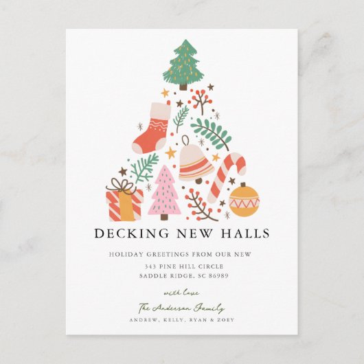 Decke neue Hallen Weihnachts-Moving Ankündigungspostkarte (Vorderseite)