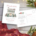 Decke neue Hallen Weihnachts Postkarte<br><div class="desc">Decking New Halls Weihnachts Postcard. Erleben Sie die Freude an Ihrer neuen Zuhause in dieser Urlaubssaison mit einer bezaubernden, bewegenden Postkarte mit einem handgemalten Aquarellhaus, umgeben von festlichen Weihnachtsbäumen und einem fröhlichen Schneemann. Die sanfte, winterliche Szene bringt Wärme und Spannung in Ihre Ankündigung und macht sie zum perfekten Mittel, um...</div>