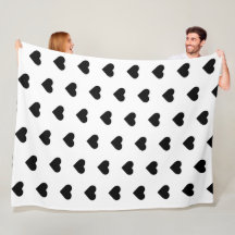 Decke-Schwarze Herzen der Fleece auf Weiß