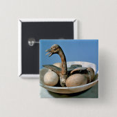 Deckel eines Alabasterglases verziert mit einem Button (Vorne & Hinten)