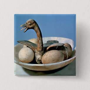 Deckel eines Alabasterglases verziert mit einem Button