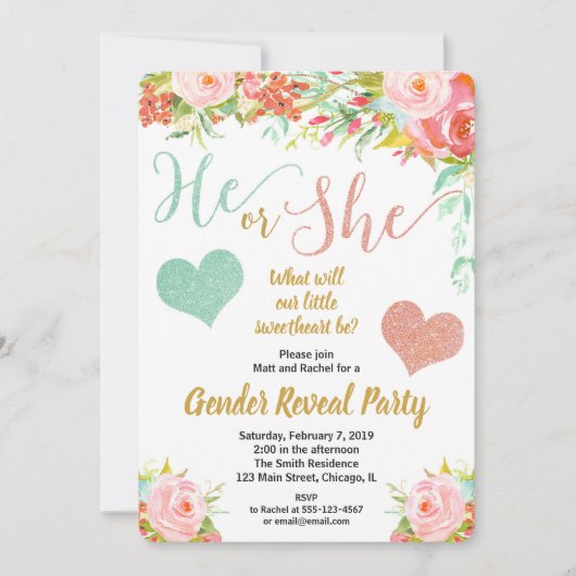 Decken kleines Schatzmit blumengeschlecht der Einladung (Vorderseite)