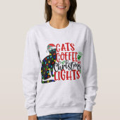 Decken schwarzen Kat, Kaffee & Weihnachtslicht Sweatshirt (Vorderseite)
