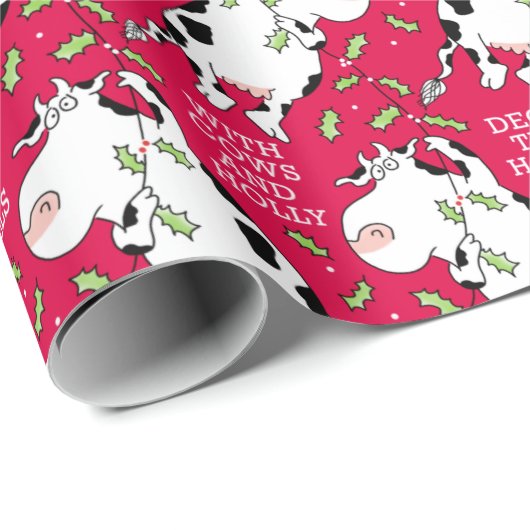 DECKEN SIE DIE HÄNDE MIT KÜHEN UND HÜLLY (rot) Boy Geschenkpapier (Rolleneckpunkt)