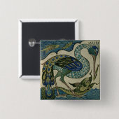 Decken Sie Entwurf des Reihers und der Fische, Button (Vorne & Hinten)