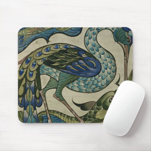 Decken Sie Entwurf des Reihers und der Fische, Mousepad (Mit Mouse)