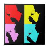 Decken Sie retro mutiges Viererkabel-Popkunst Fliese (Vorderseite)