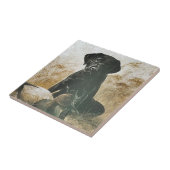 Decken Sie Vintagen Jagd-Hundewelpe Fliese (Seite)