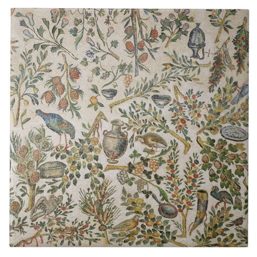 Deckendekoration mit Blumen und Vögeln (Mosaik) Fliese (Vorderseite)