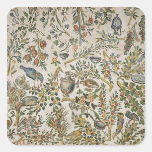 Deckendekoration mit Blumen und Vögeln (Mosaik) Quadratischer Aufkleber