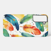 Deckendesign Aquarellfedern Samsung Galaxy Hülle (Rückseite (Horizontal))
