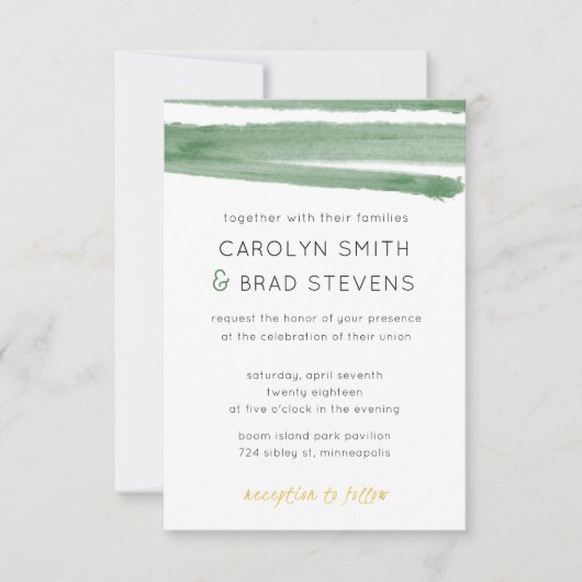 Deckengrüne und goldene Wasserfarbe gestrichene Ho Einladung (Vorderseite)