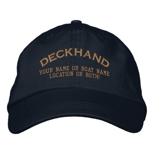 Deckhand Benutzerdefinierter Name Boot Lokal Bestickte Baseballkappe (Vorderseite)