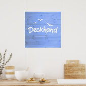Deckhand Nautic Blue und White Maritime Art Poster (Küche)