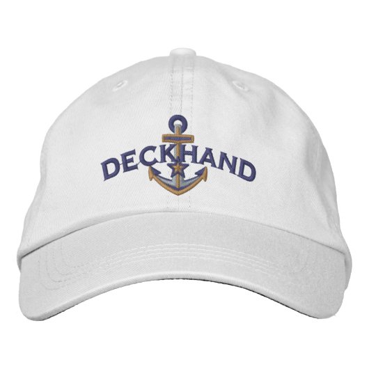 Deckhand Nautical Stern Anker Stickerei Bestickte Baseballkappe (Vorderseite)