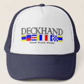 Deckhand Titel in Nautic Signal Flags Ihr Name Truckerkappe (Vorderseite)