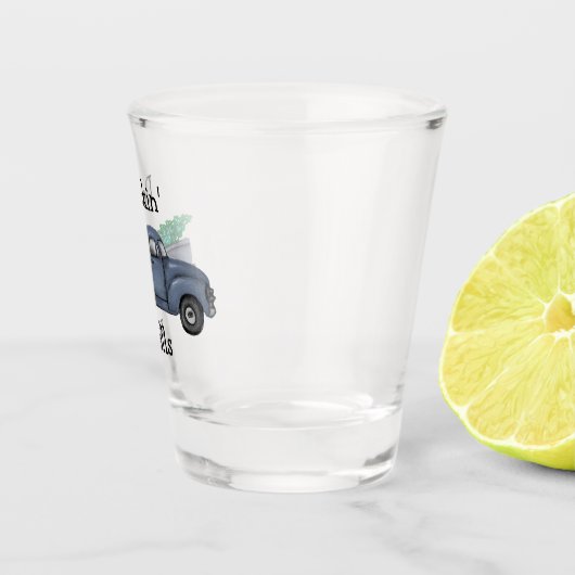Deckin Hallen Blauer Weihnachtsbaum Truck Shot Gla Schnapsglas (Rechts)