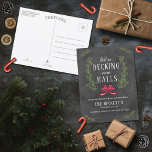 Decking New Halls Chalkboard | Holiday Moving Ankündigungspostkarte<br><div class="desc">Celebrate im Stil with these trendy new home moving announcement postcards. The design is easy to personalize with your own fotos & wording and your family and friends will be thrilled when they receive these fabulous change of address announcement postcards.</div>