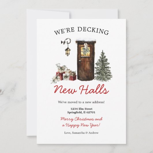 Decking New Halls Christmas New Home Announcement Einladung (Vorderseite)