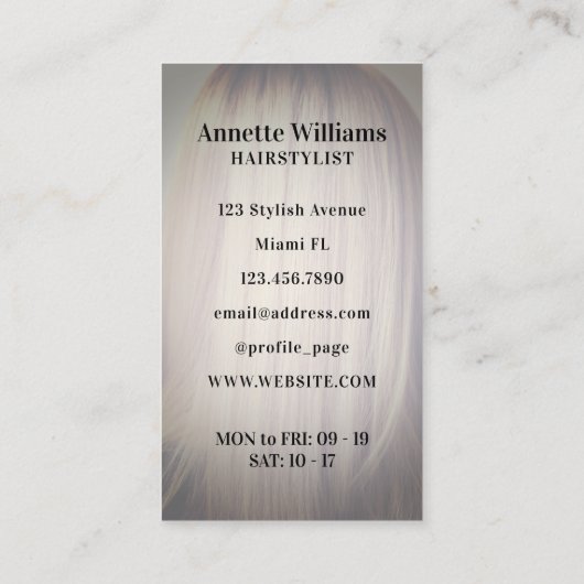 Deckriesen-Rieseninitialen im Haarstil Visitenkarte (Rückseite)